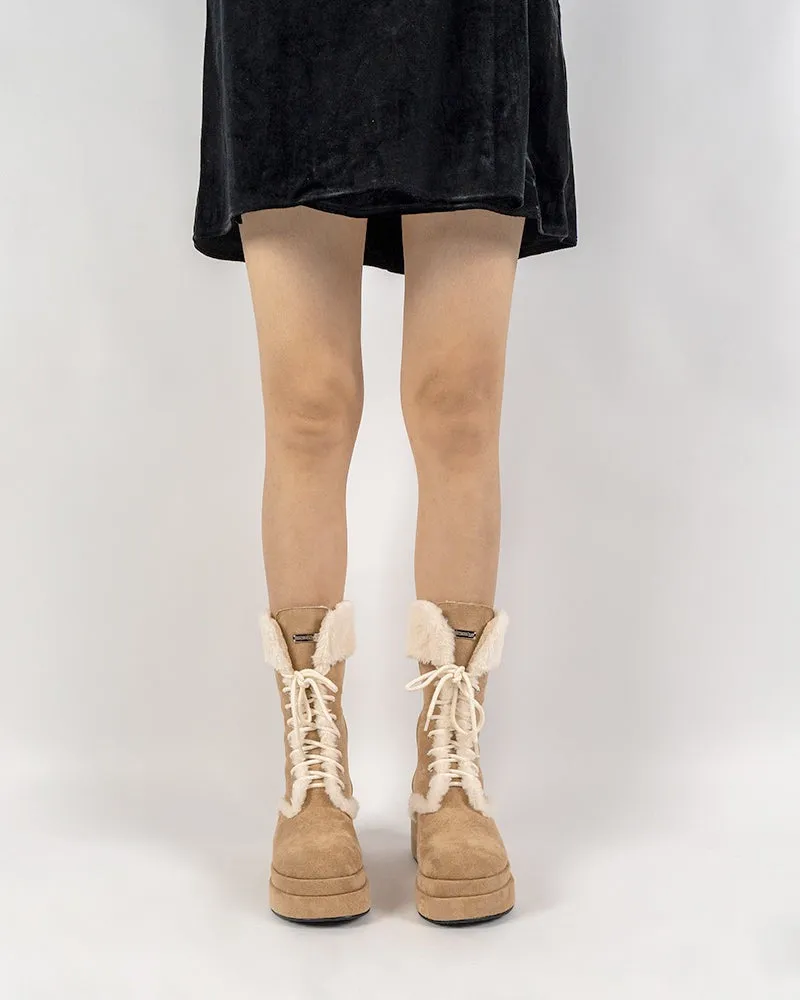 (Clean Up - US 5 ) Fur Lined Mid Calf Platform Chunky Snow Boots sold by Larosa product image thumbnail 5