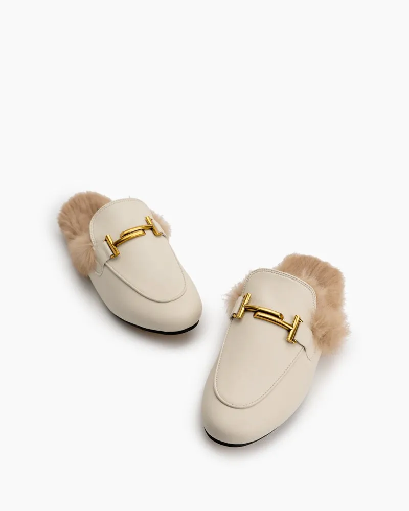 (Clean Up - US 11 ) Chain Closed Toe Fur Backless Slip on Slides Mules sold by Larosa product image thumbnail 5