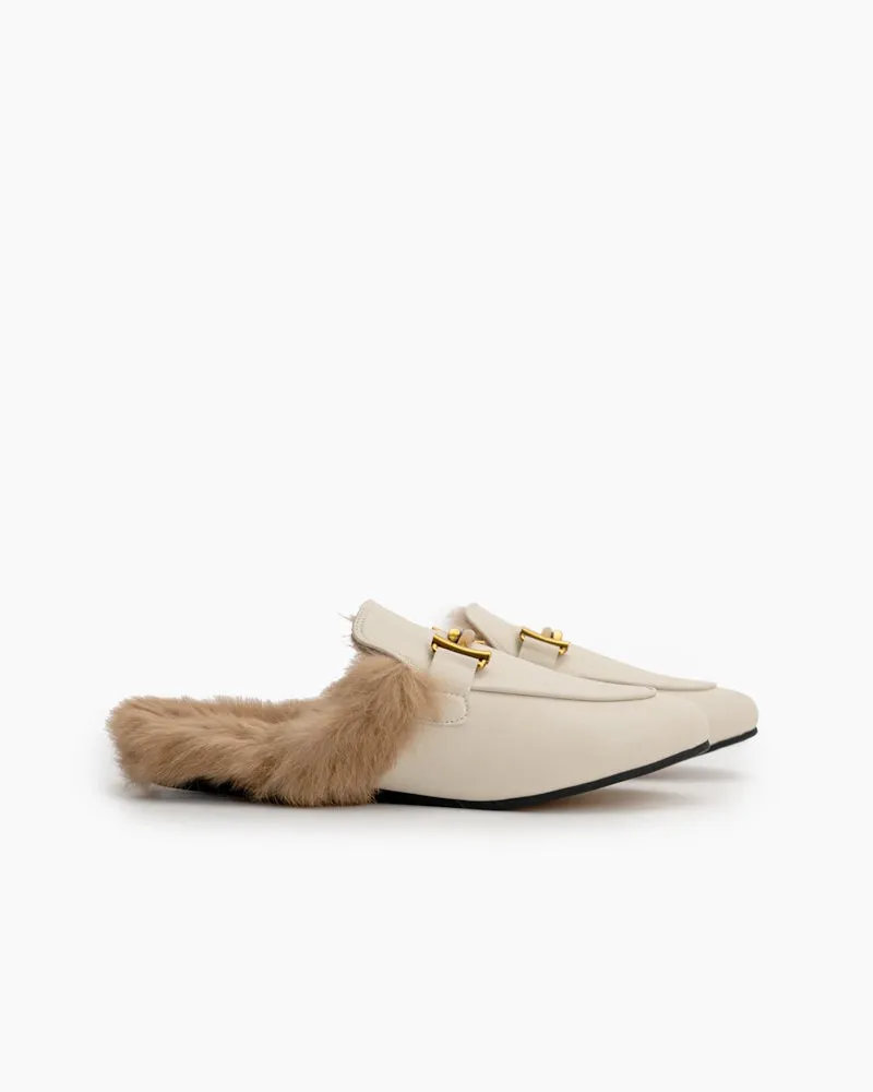 (Clean Up - US 11 ) Chain Closed Toe Fur Backless Slip on Slides Mules sold by Larosa product image thumbnail 2
