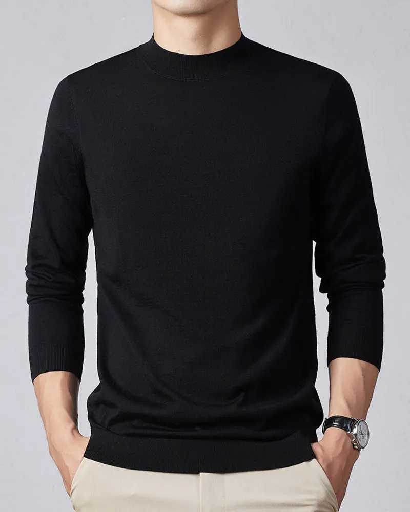 (Clean Up - L ) Men's Ultra Fine Merino Wool Mock Turtle Neck Jumper sold by Larosa
