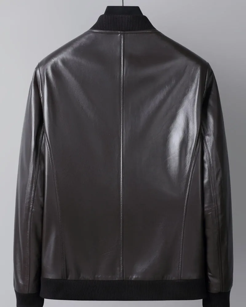 (Clean Up ) Men's Bomber Leather Crew Neck Jacket sold by Larosa product image thumbnail 4