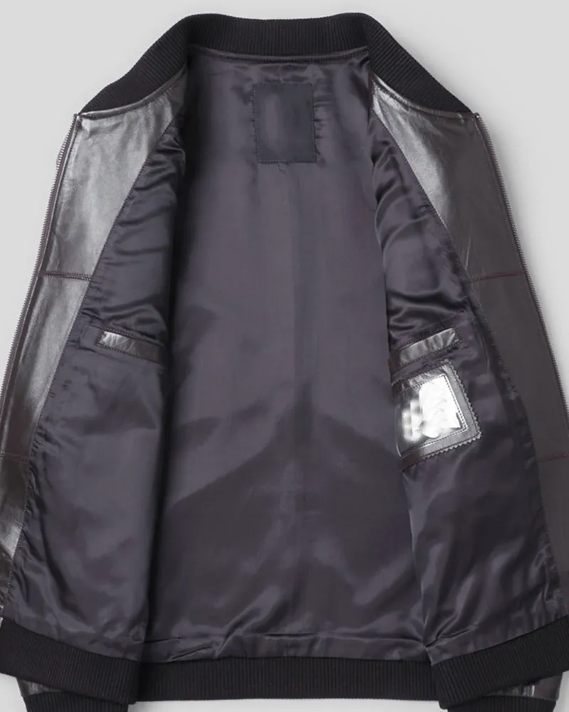 (Clean Up ) Men's Bomber Leather Crew Neck Jacket sold by Larosa product image thumbnail 3