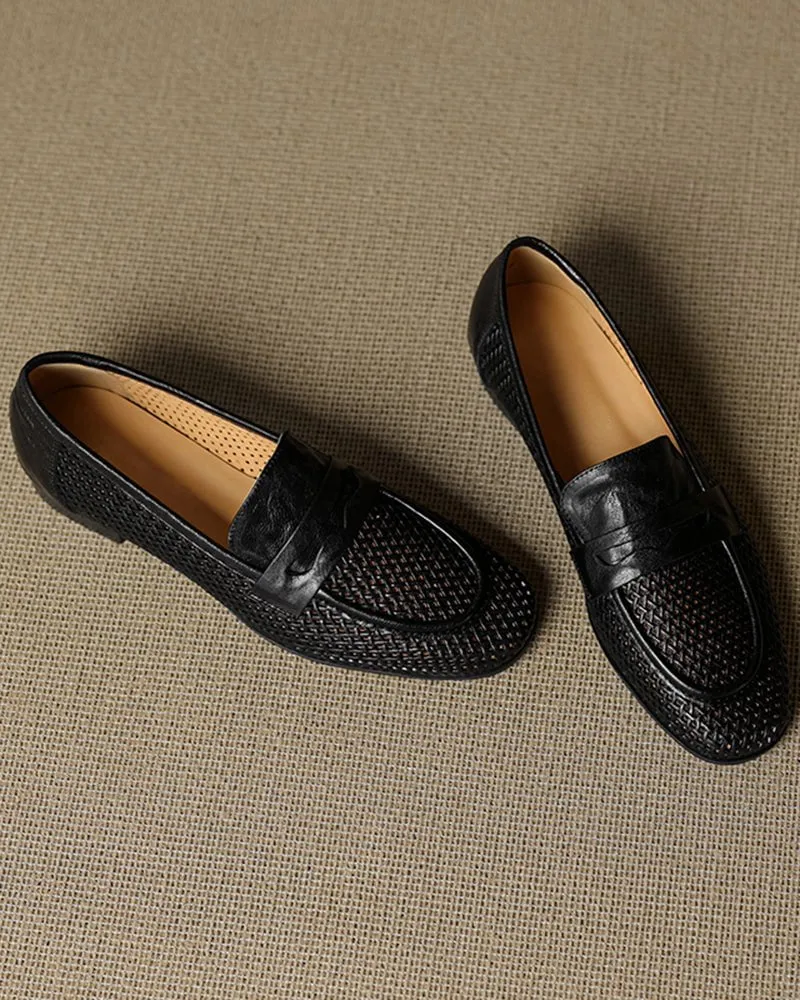 (Clean Up - US 7 ) Woven Braided Leather Casual Flat Loafers sold by Larosa product image thumbnail 2
