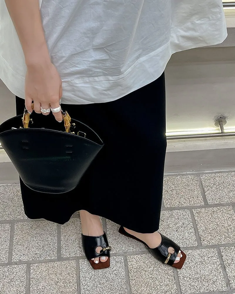 (Clean Up - US 7.5 ) Gold Ring Square Heel Thong Slide Sandals sold by Larosa product image thumbnail 5