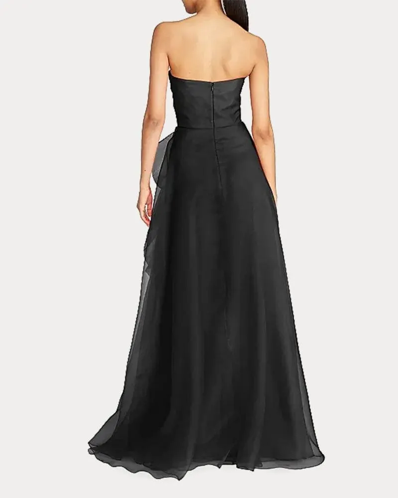 (Clean Up - 6 ) Draped Tulle Gown Evening Dress with Organza Ruffle sold by Larosa product image thumbnail 4