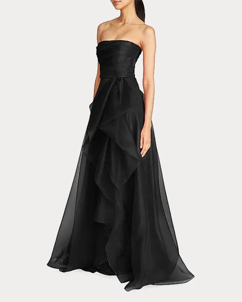 (Clean Up - 6 ) Draped Tulle Gown Evening Dress with Organza Ruffle sold by Larosa product image thumbnail 3