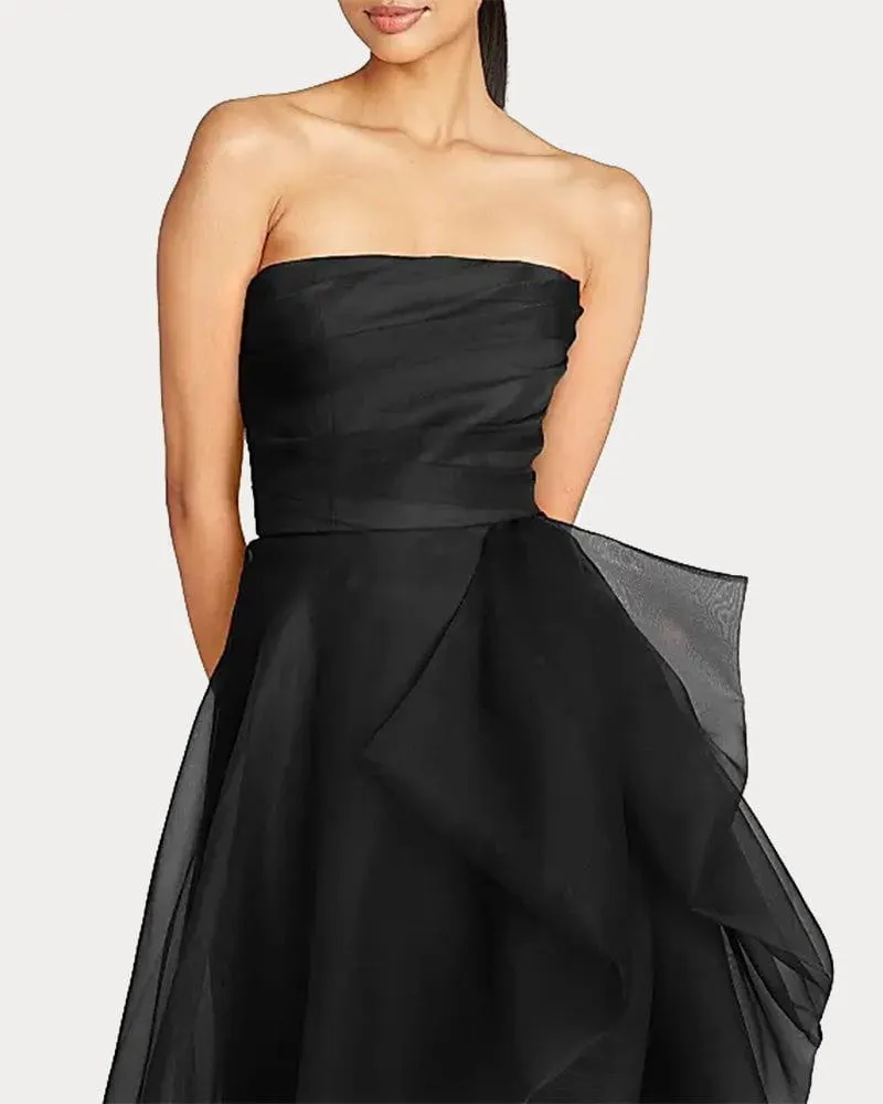 (Clean Up - 6 ) Draped Tulle Gown Evening Dress with Organza Ruffle sold by Larosa product image thumbnail 2