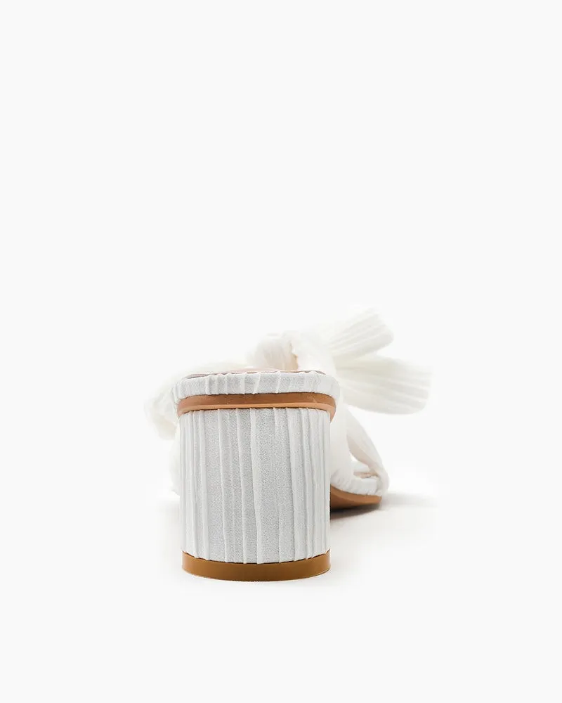 (Clean Up - Delivery in 3-5 days) Pleated Bow Open Toe Chunky Block Heel Sandals sold by Larosa product image thumbnail 3