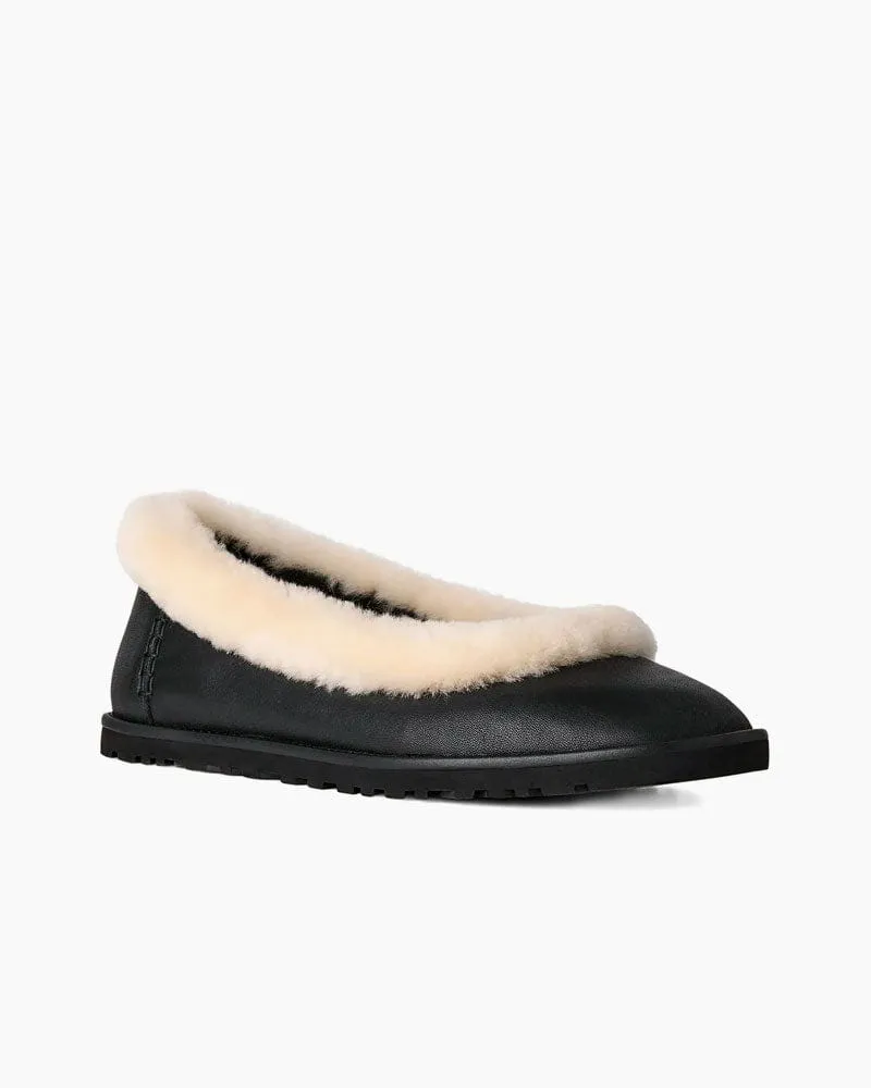 (Pre-sale) Fur Trim U-Style Leather Ballerina Mules sold by Larosa product image thumbnail 2