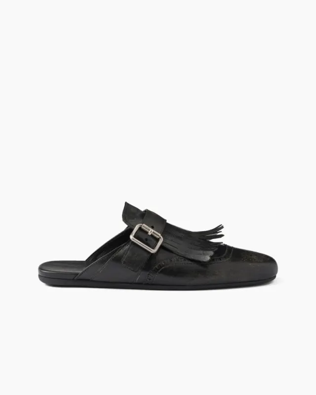 Women's Yeager Fringed Leather Mules made by Larosa