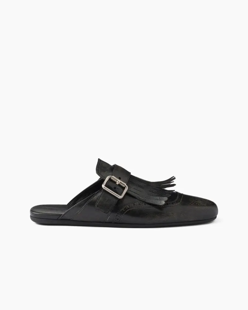 Women's Yeager Fringed Leather Mules sold by Larosa