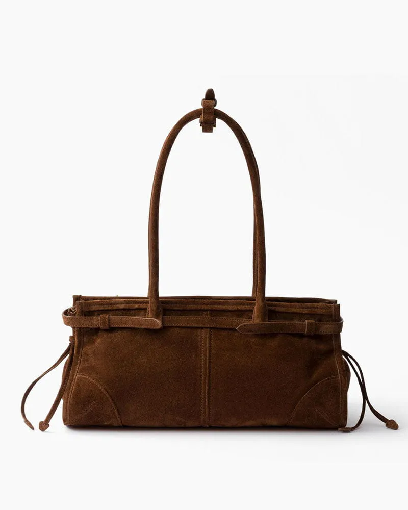 Elegant Rectangular Suede Tote with Zipper Closure sold by Larosa product image thumbnail 4