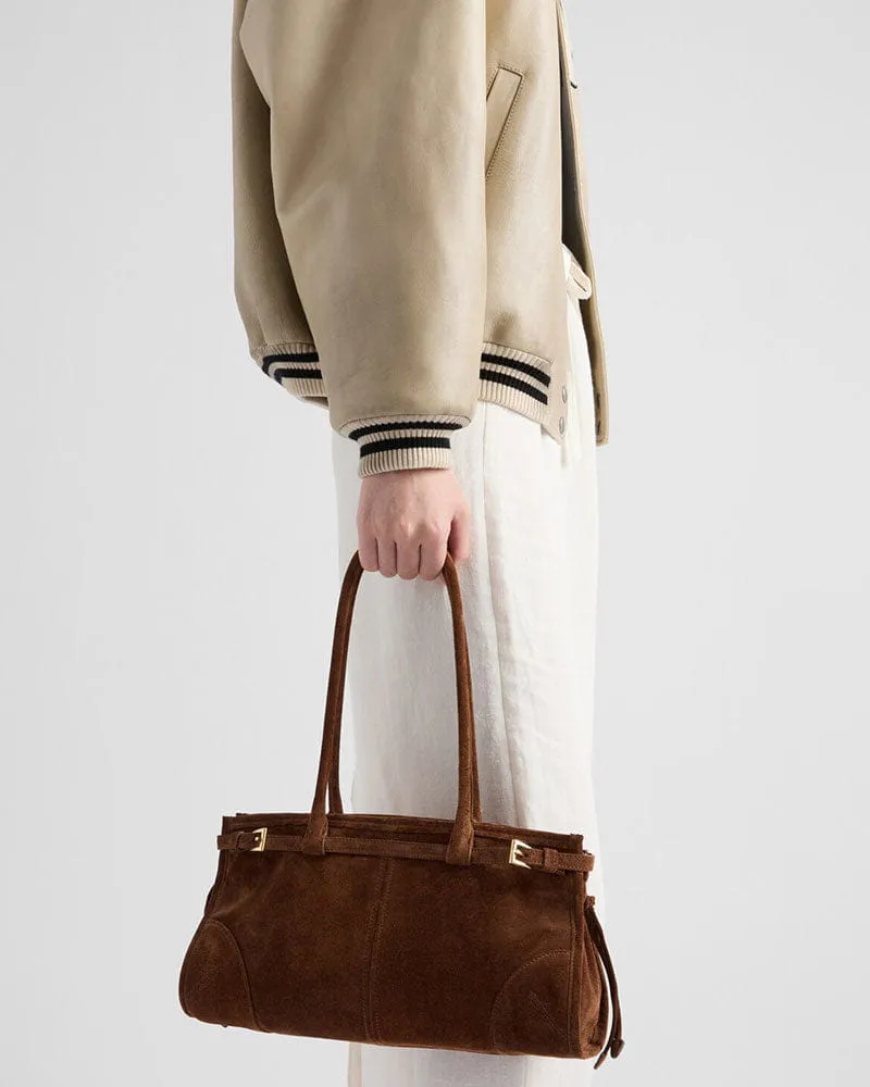 Elegant Rectangular Suede Tote with Zipper Closure sold by Larosa product image thumbnail 5