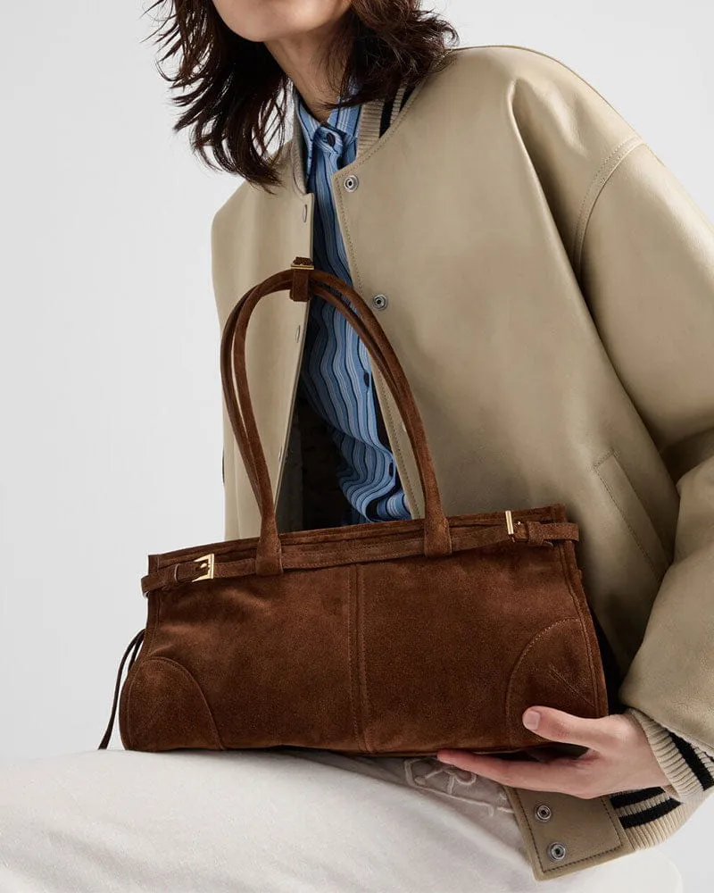 Elegant Rectangular Suede Tote with Zipper Closure sold by Larosa product image thumbnail 2