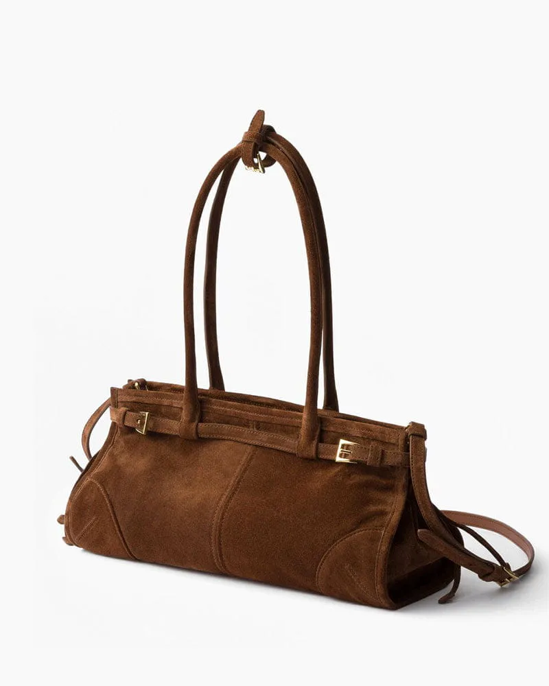 Elegant Rectangular Suede Tote with Zipper Closure sold by Larosa product image thumbnail 3