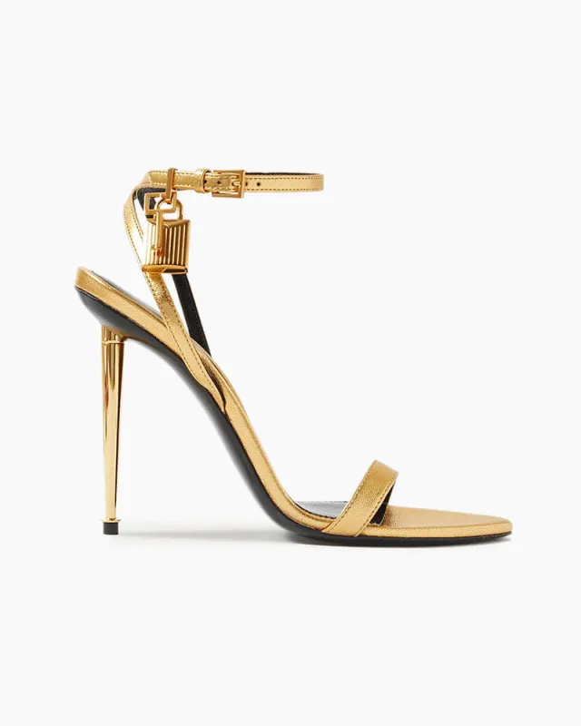 Key&lock Metallic Leather Sandals sold by Larosa