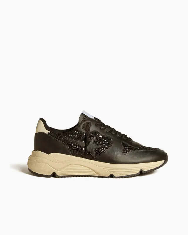 Women’s Black Glitter Running Sole Sneakers made by Larosa