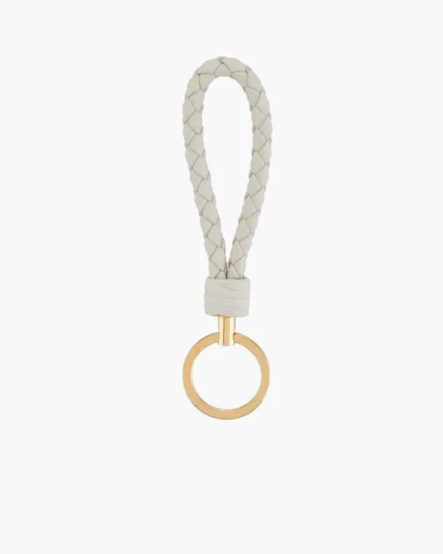 Woven Leather Key Ring with Intreccio Design sold by Larosa