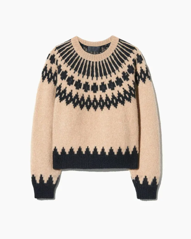 Round Neck Wool Blend Jumper Fair Isle sold by Larosa