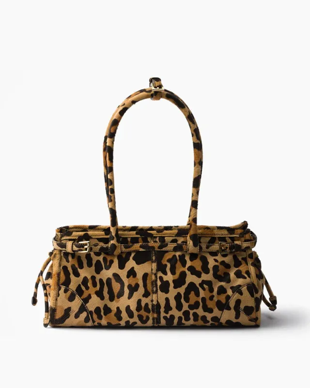 (Pre-sale)Medium Leopard Print Calf Hair Bag with Buckle Detail sold by Larosa