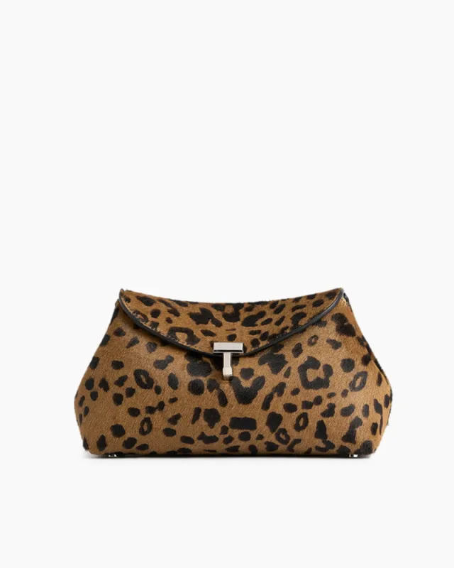 Mini T-Lock Clutch in Leopard Print Pony Hair sold by Larosa