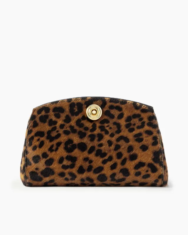 (Pre-sale)Leopard-Print Calf Hair Clutch with Gold Stud Detail sold by Larosa