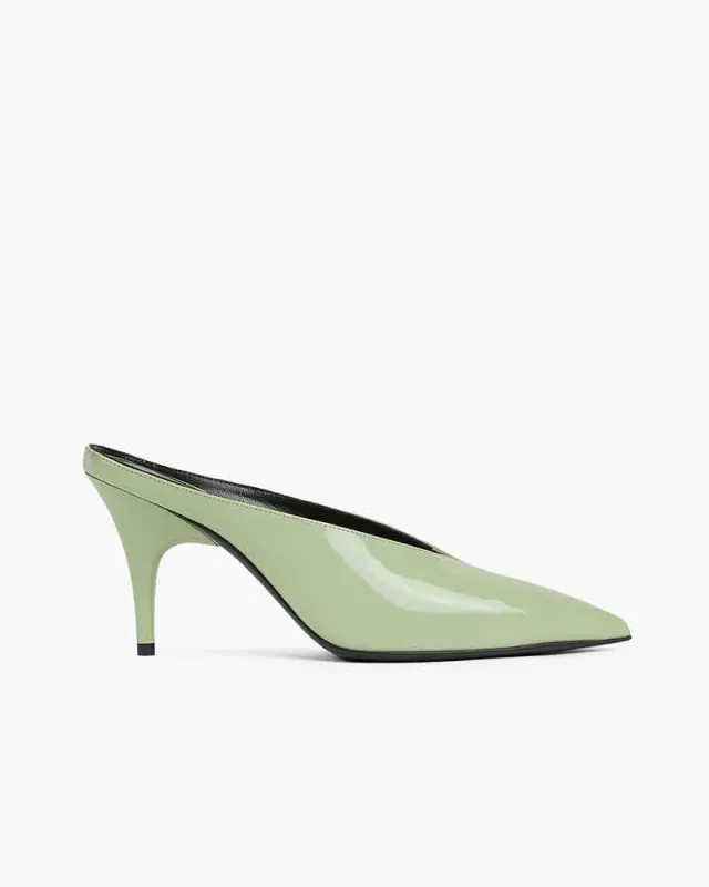 Sleek 90s Style Heeled Sabots Glossy Finish sold by Larosa