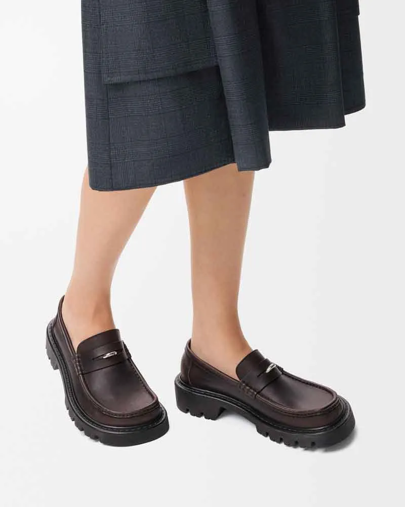 Retro Cowhide Loafers Chunky Lug Sole sold by Larosa product image thumbnail 4