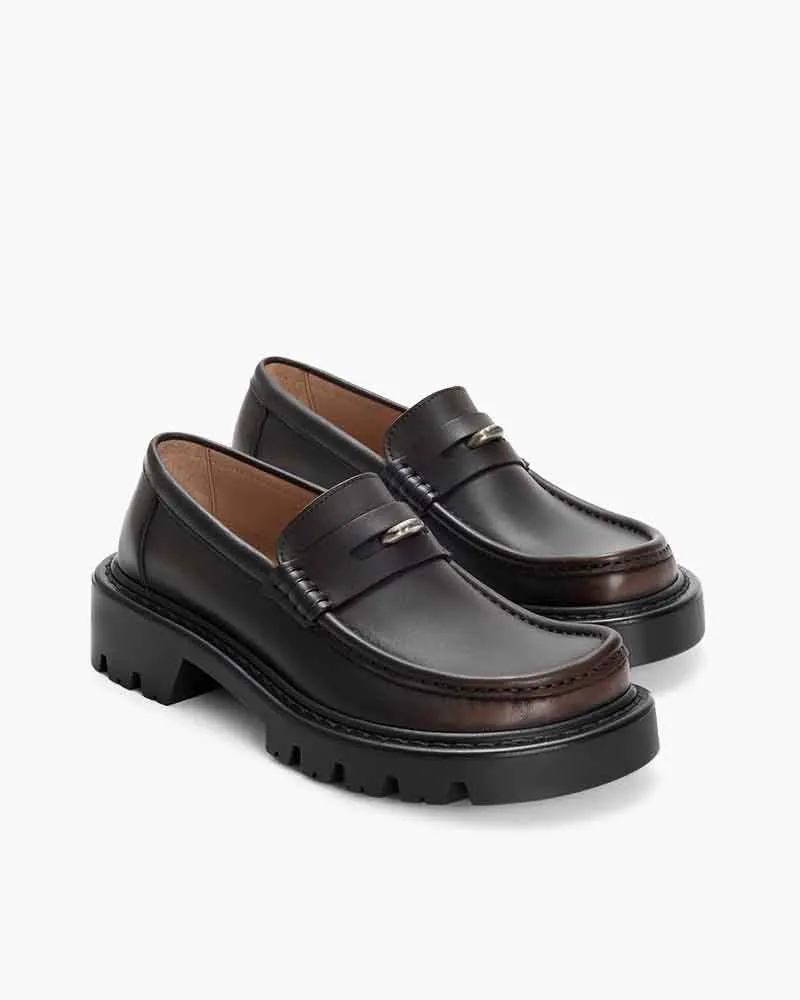 Retro Cowhide Loafers Chunky Lug Sole sold by Larosa product image thumbnail 2