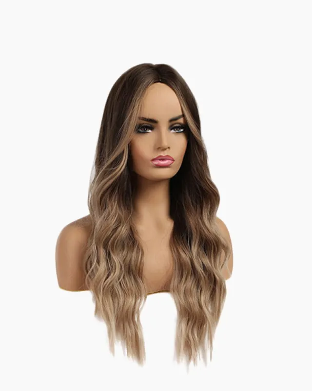 24" Flawless Wavy Brown Balayage Human Hair HD Lace Wig sold by Larosa