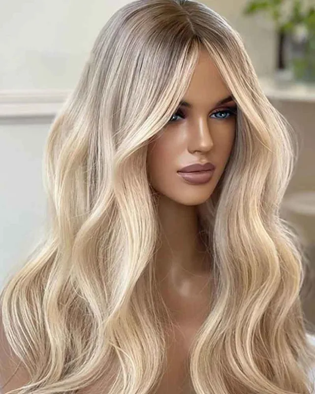 16"- 32" Glueless Ombre Blonde Human Hair Lace Frontal Wig made by Larosa