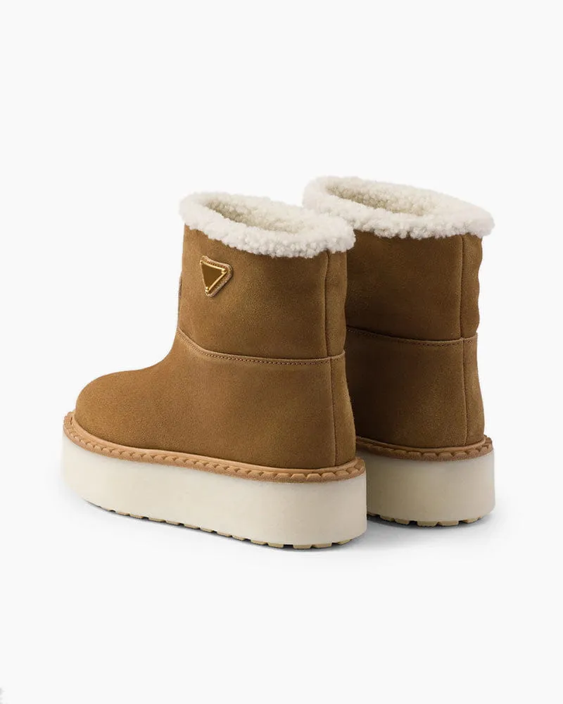 Camel Suede & Shearling Platform Booties for Luxurious Après-Ski Lounging sold by Larosa product image thumbnail 4