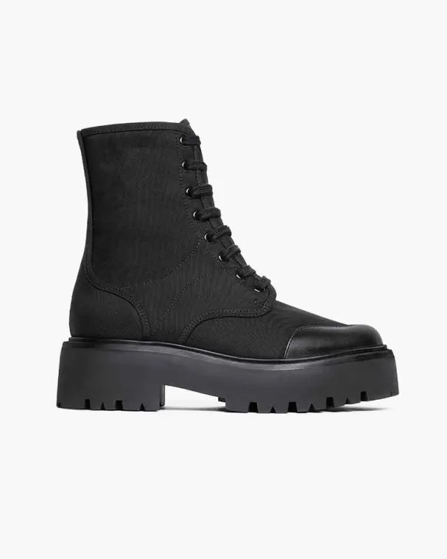 Chunky Sole Laced Boot for Winter Utility Mixed Materials sold by Larosa