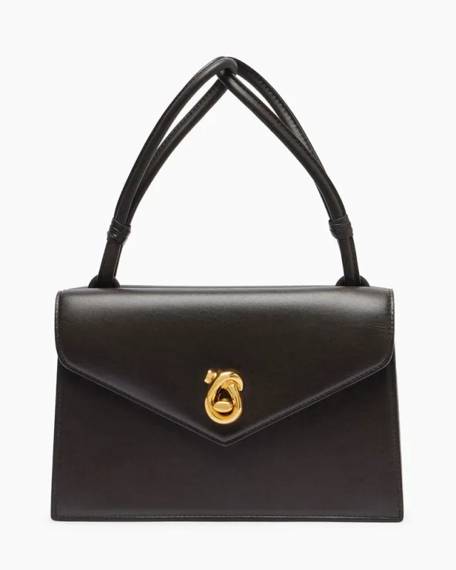 Espresso Leather Knot Lock Bag for Quiet Luxury City Strolls sold by Larosa