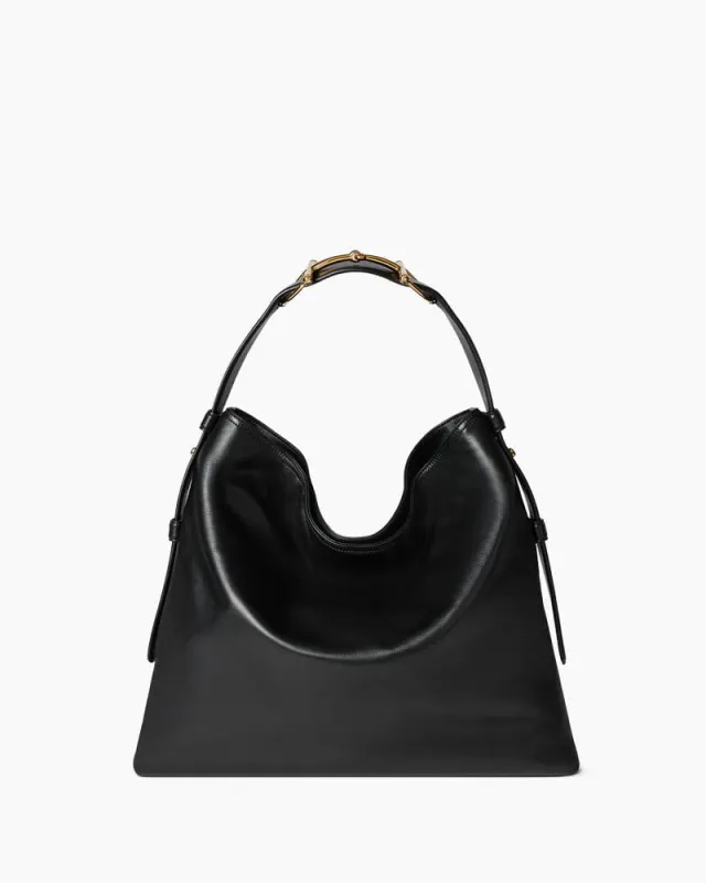 Black Leather Horsebit Tote for Stylish Business Travel sold by Larosa