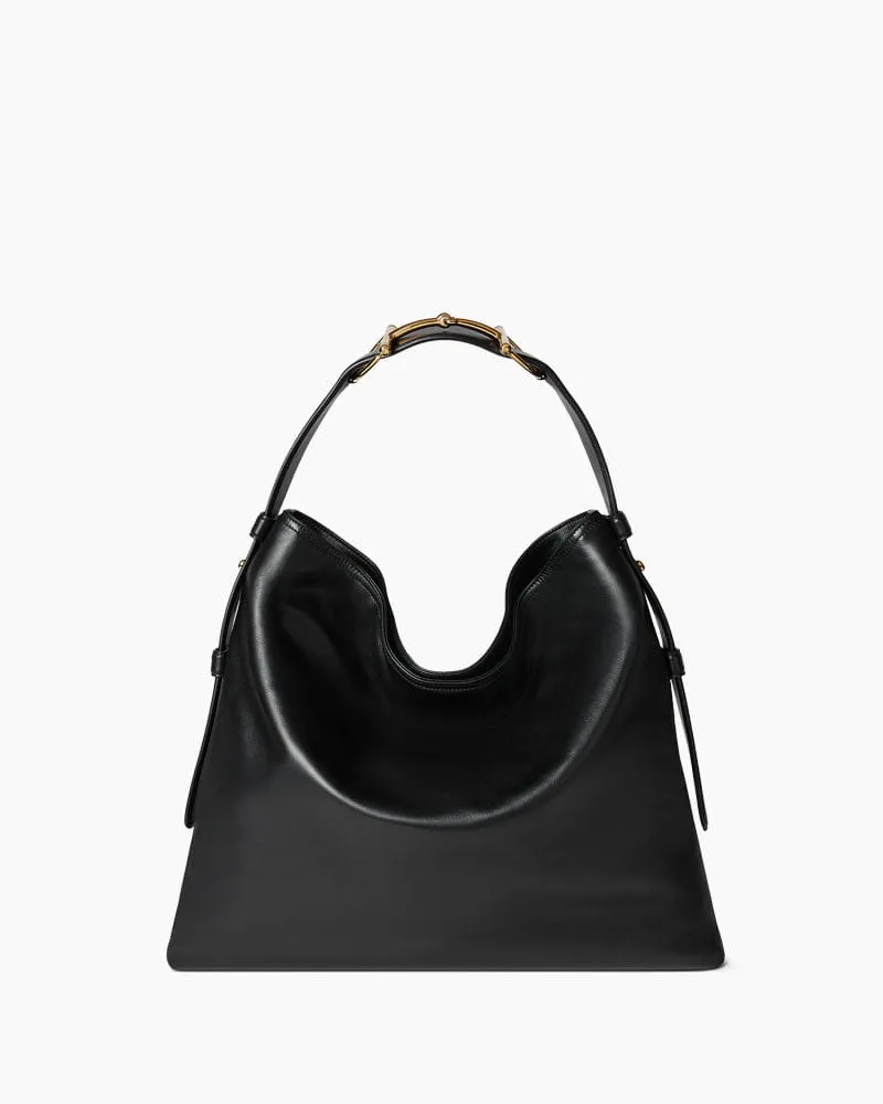 Black Leather Horsebit Tote for Stylish Business Travel sold by Larosa