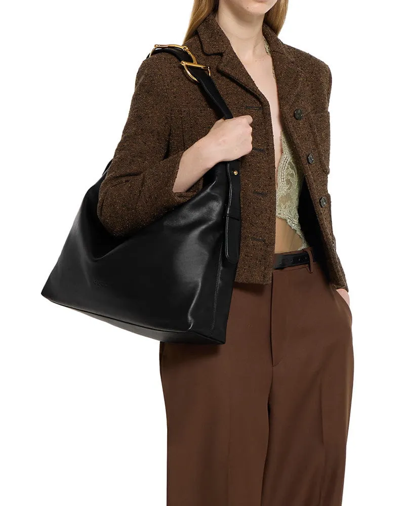 Black Leather Horsebit Tote for Stylish Business Travel sold by Larosa product image thumbnail 4