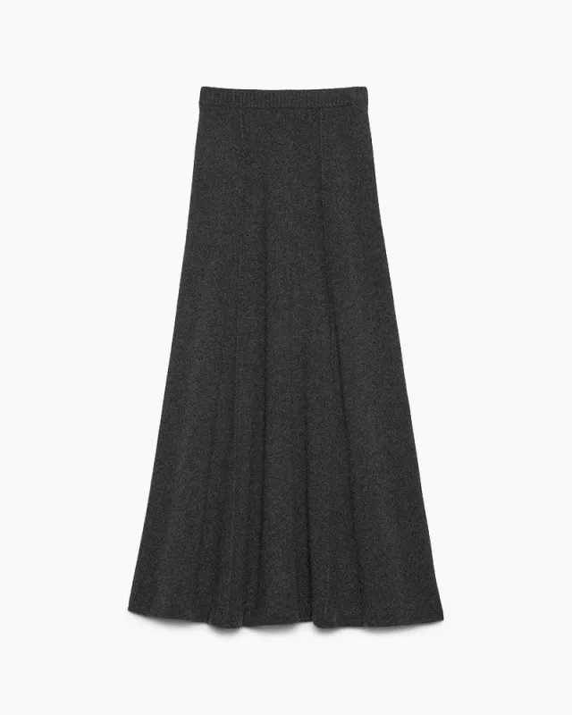 Charcoal Cotton Knit Midi Skirt for Minimalist Office Styling sold by Larosa