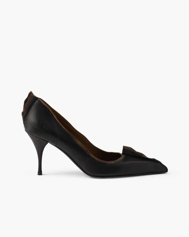 Office Minimalist Antiqued Leather Kitten Heel Pumps sold by Larosa