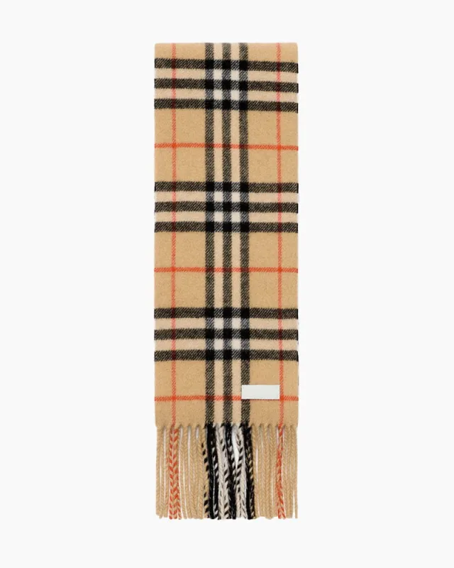 Slim Check Cashmere Shawl Fringes sold by Larosa