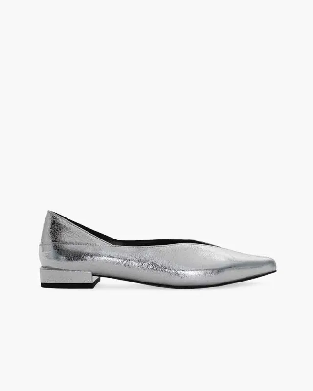 Party Ready Silver Metallic Flats sold by Larosa