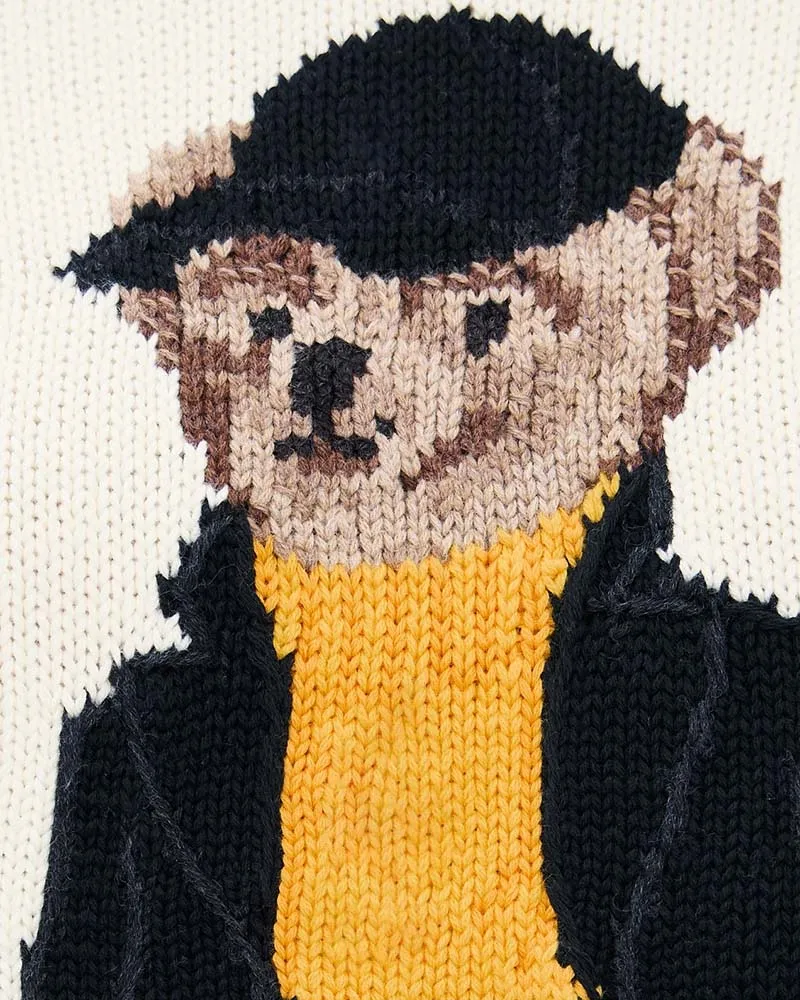 Women's Iconic Playful Embroidered Bear Cotton Sweater sold by Larosa product image thumbnail 5