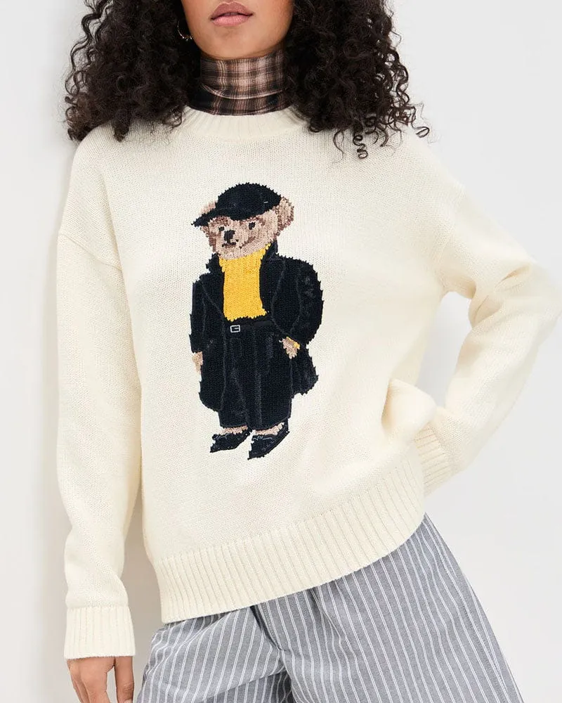 Women's Iconic Playful Embroidered Bear Cotton Sweater sold by Larosa product image thumbnail 2