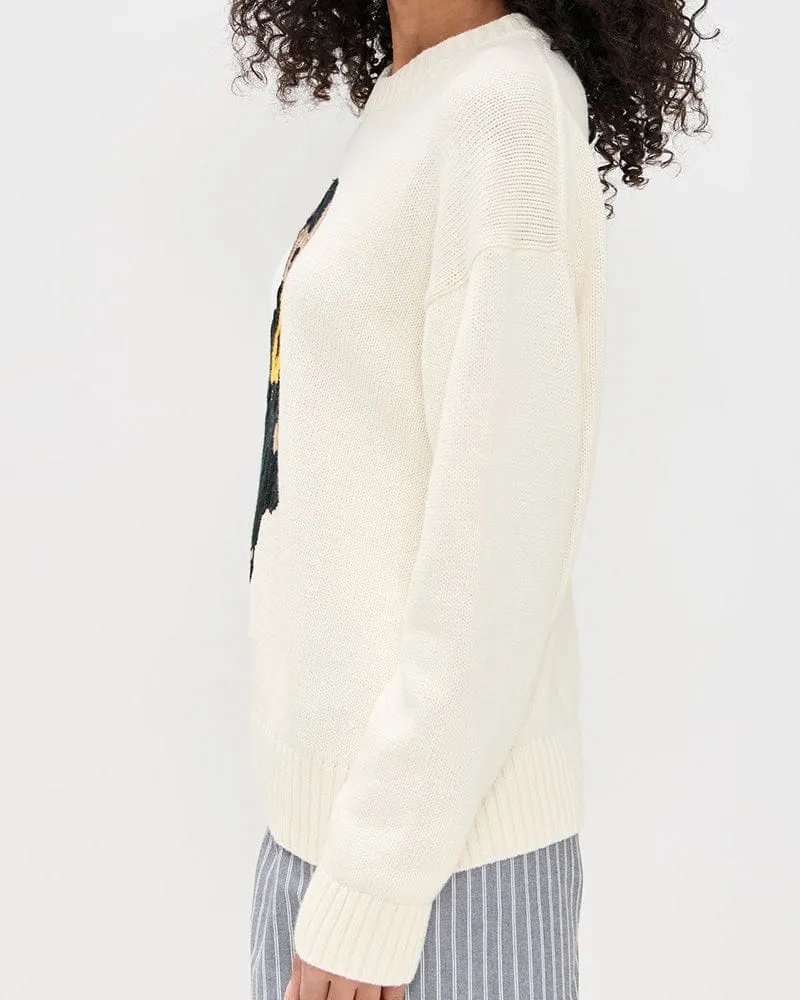 Women's Iconic Playful Embroidered Bear Cotton Sweater sold by Larosa product image thumbnail 4