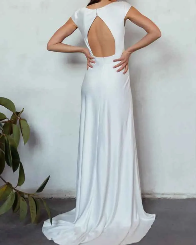 (Pre-sale)Women's Evening Sophisticated Empire Waist Satin Gown sold by Larosa product image thumbnail 2