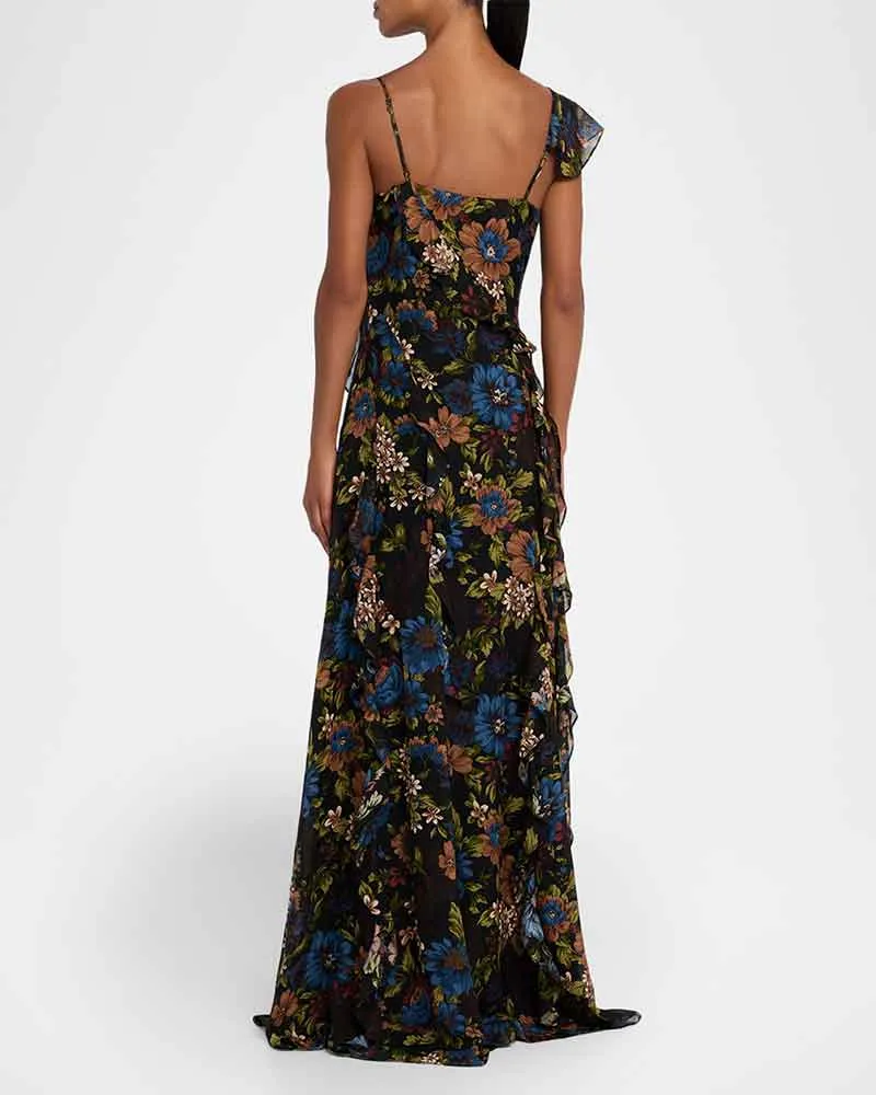 (Pre-sale)Women's Evening Asymmetric Ruffle Trim Silk Gown sold by Larosa product image thumbnail 3