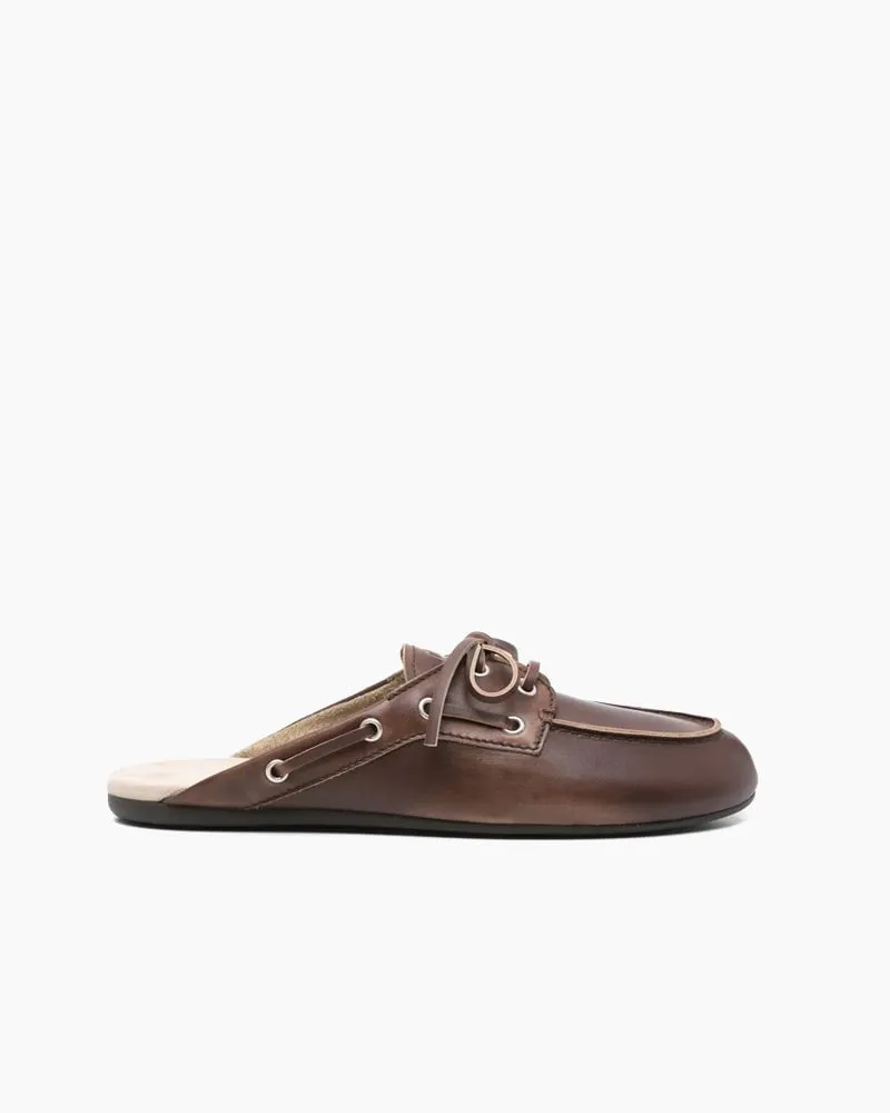 Women's Boat Shoes Brown Leather and Suede Mule sold by Larosa product image thumbnail 2