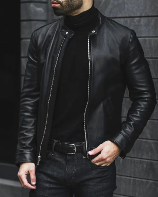 Men's Urban Night Ride Sleek Leather Racer Jackets sold by Larosa