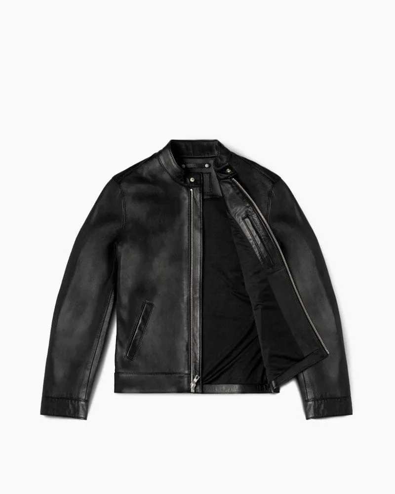 Men's Urban Night Ride Sleek Leather Racer Jacket sold by Larosa