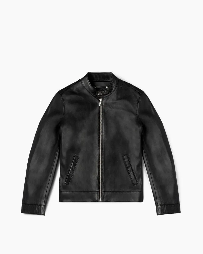 Men's Urban Night Ride Sleek Leather Racer Jacket sold by Larosa product image thumbnail 2